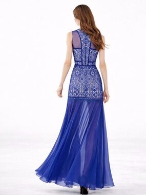 BCBG Leonie Sleeveless Burnout Lace Gown